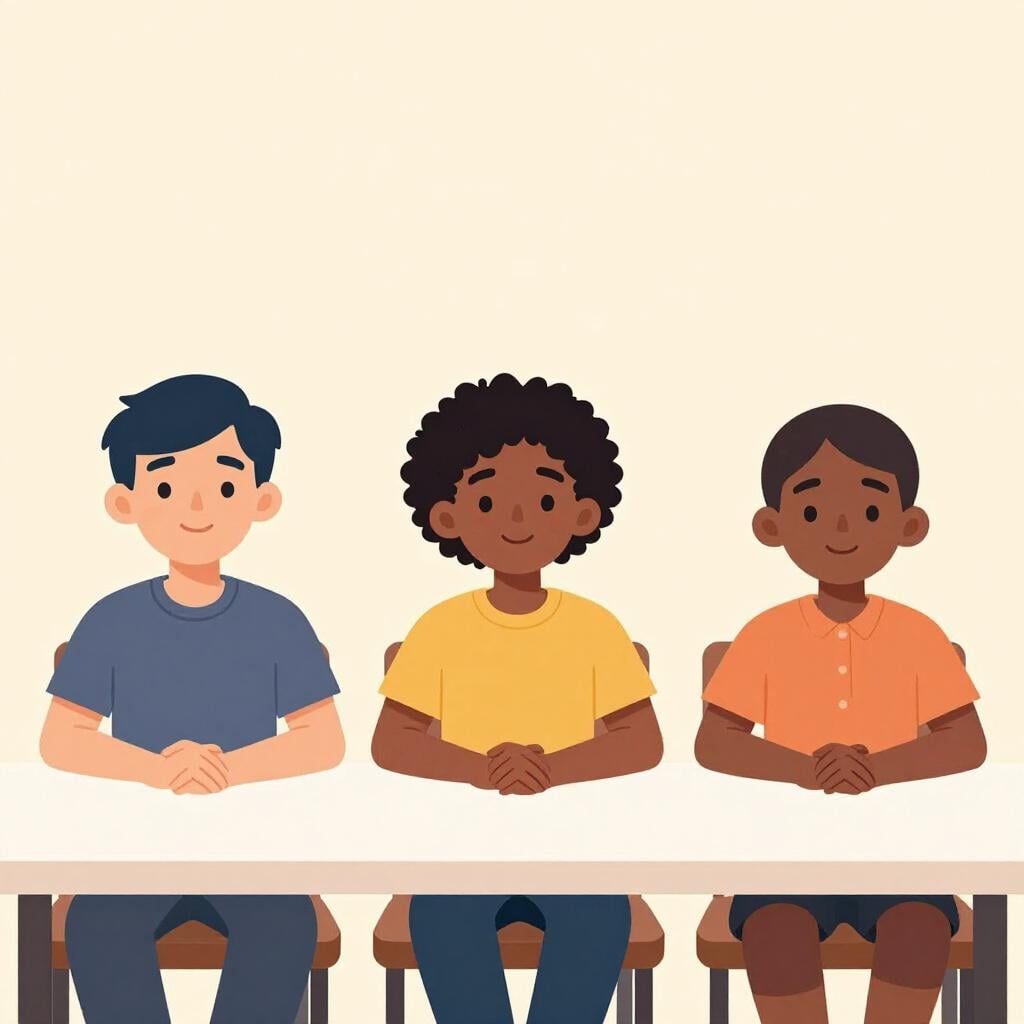 Three people sitting behind a long table, acting as a panel of judges.