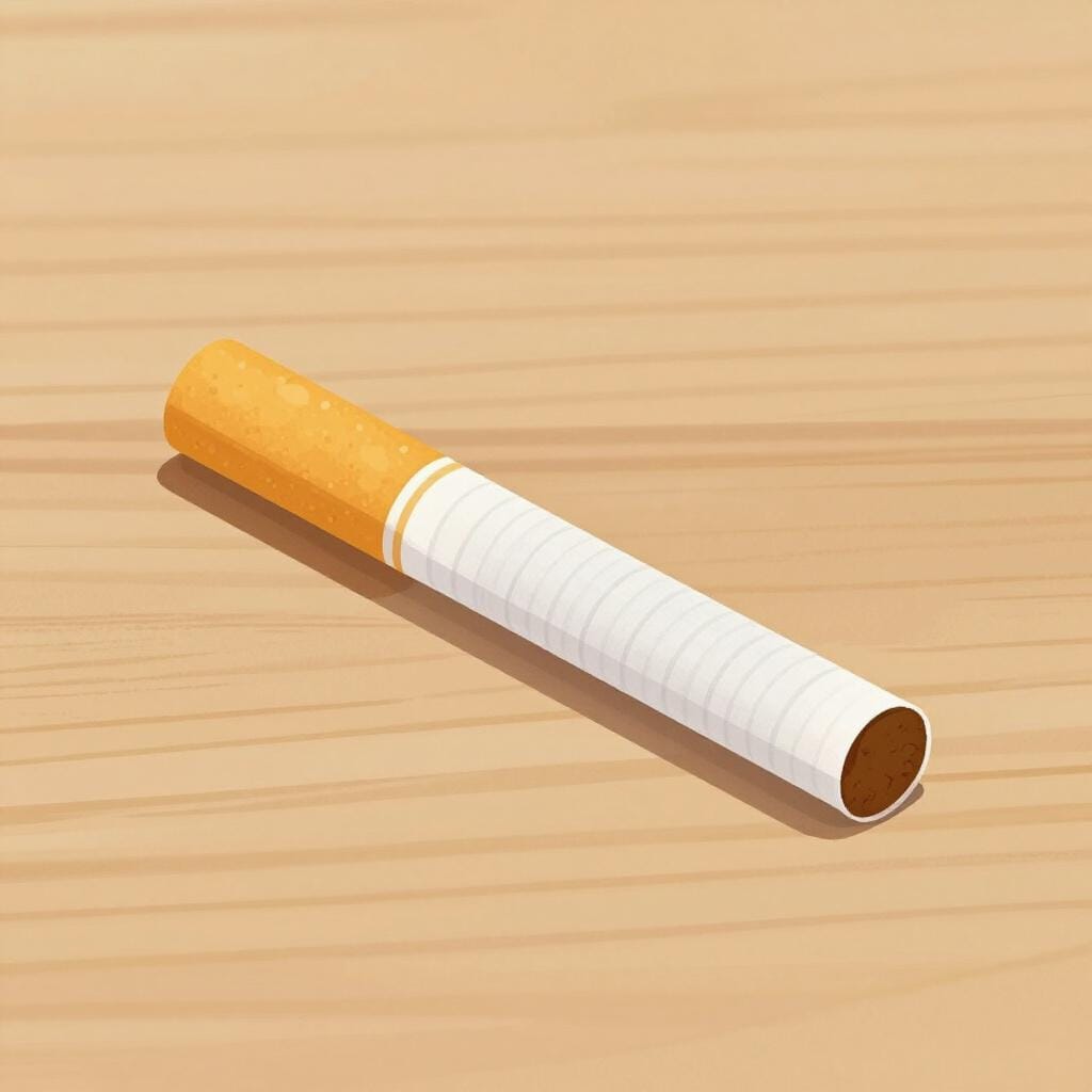 Een handgerolde sigaret op een effen houten tafel.