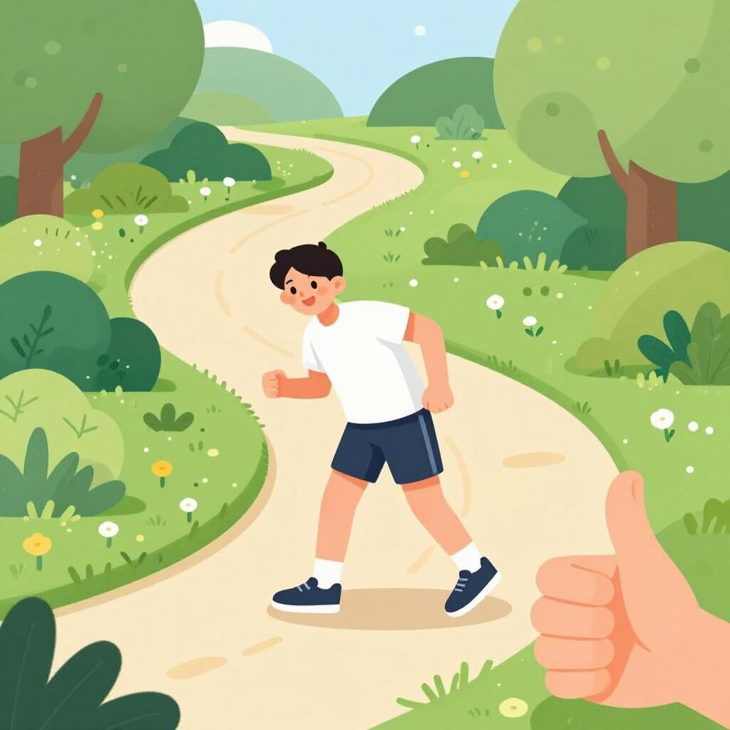 A runner at the start of a path looking ready to run.