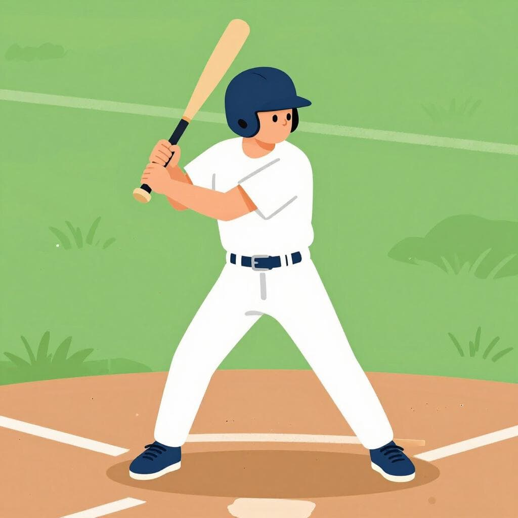 Un joueur de baseball tenant une batte en bois sur son épaule, prêt à frapper une balle.