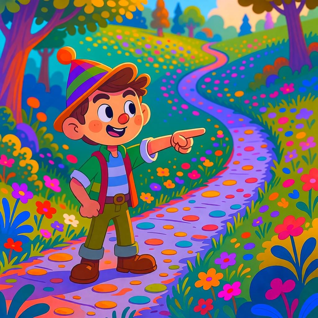 A character indicating the beginning step on a journey or path.