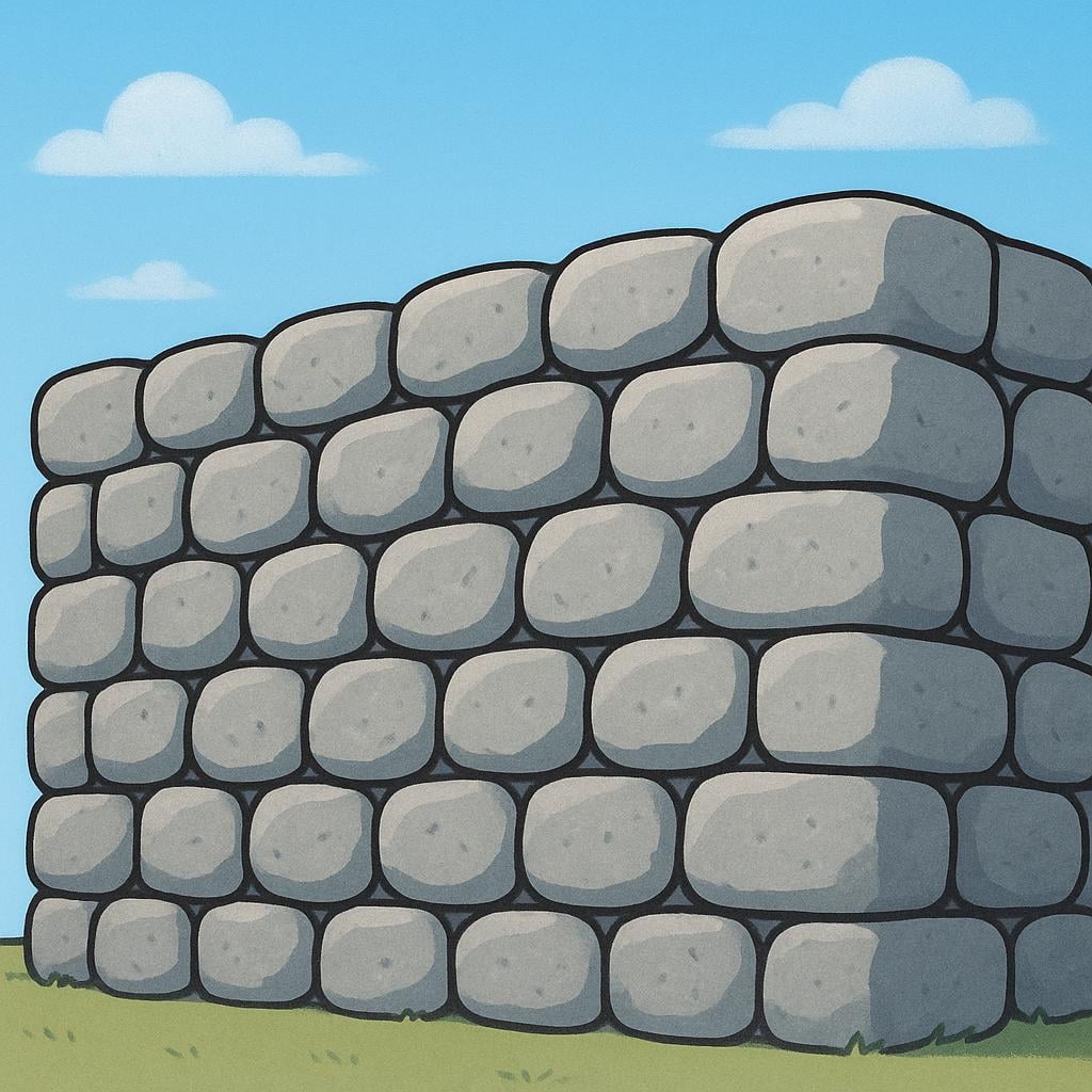A sturdy, ancient stone wall made of large grey rocks.