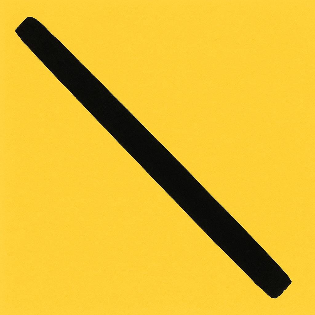 A thick black line running diagonally across a bright yellow background.