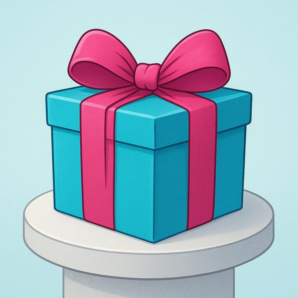 A close-up view of a perfectly wrapped gift box tied with a large, neat bow, displayed prominently, emphasizing its visual appeal.