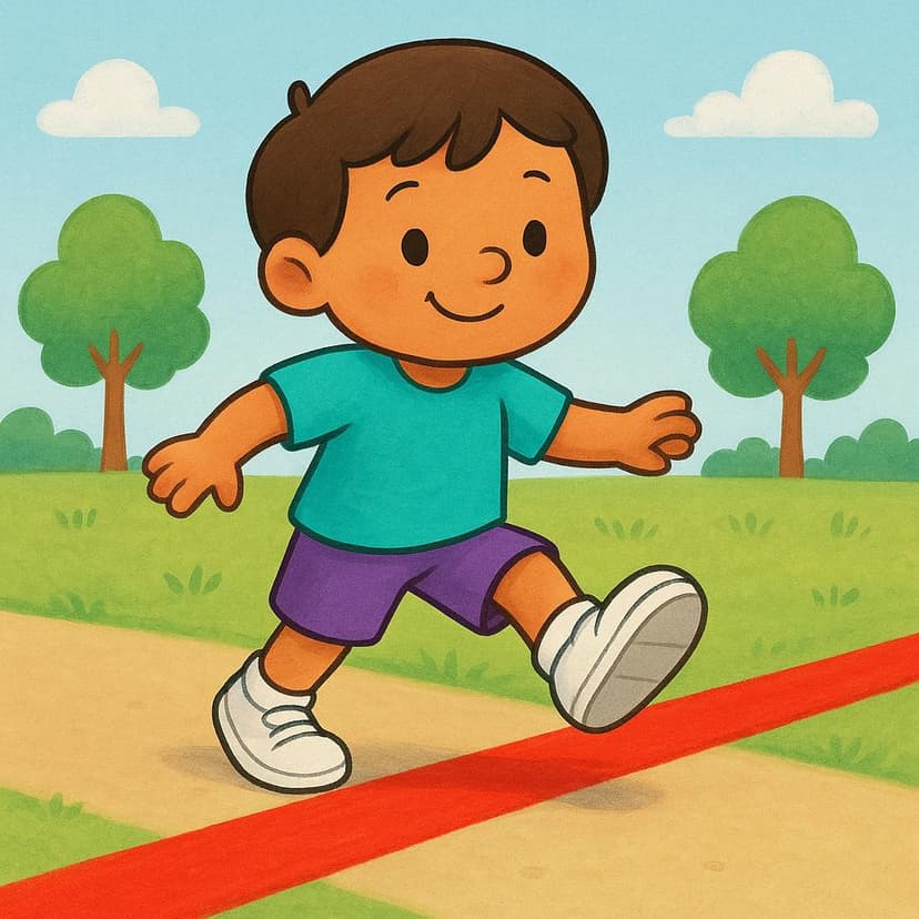A cartoon character placing one foot over a thick red line painted on the ground, symbolizing the breaking of a rule or boundary.