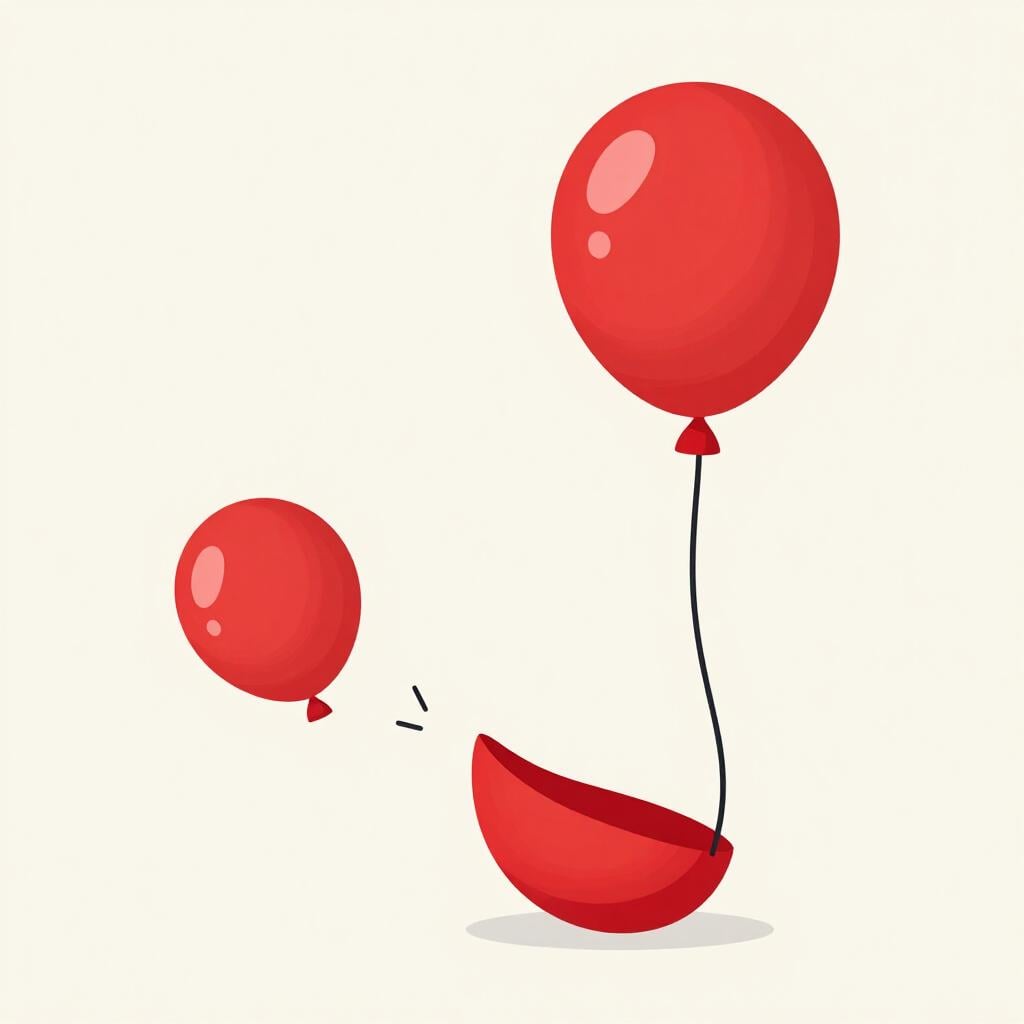 A large colorful balloon slowly deflating and becoming smaller.