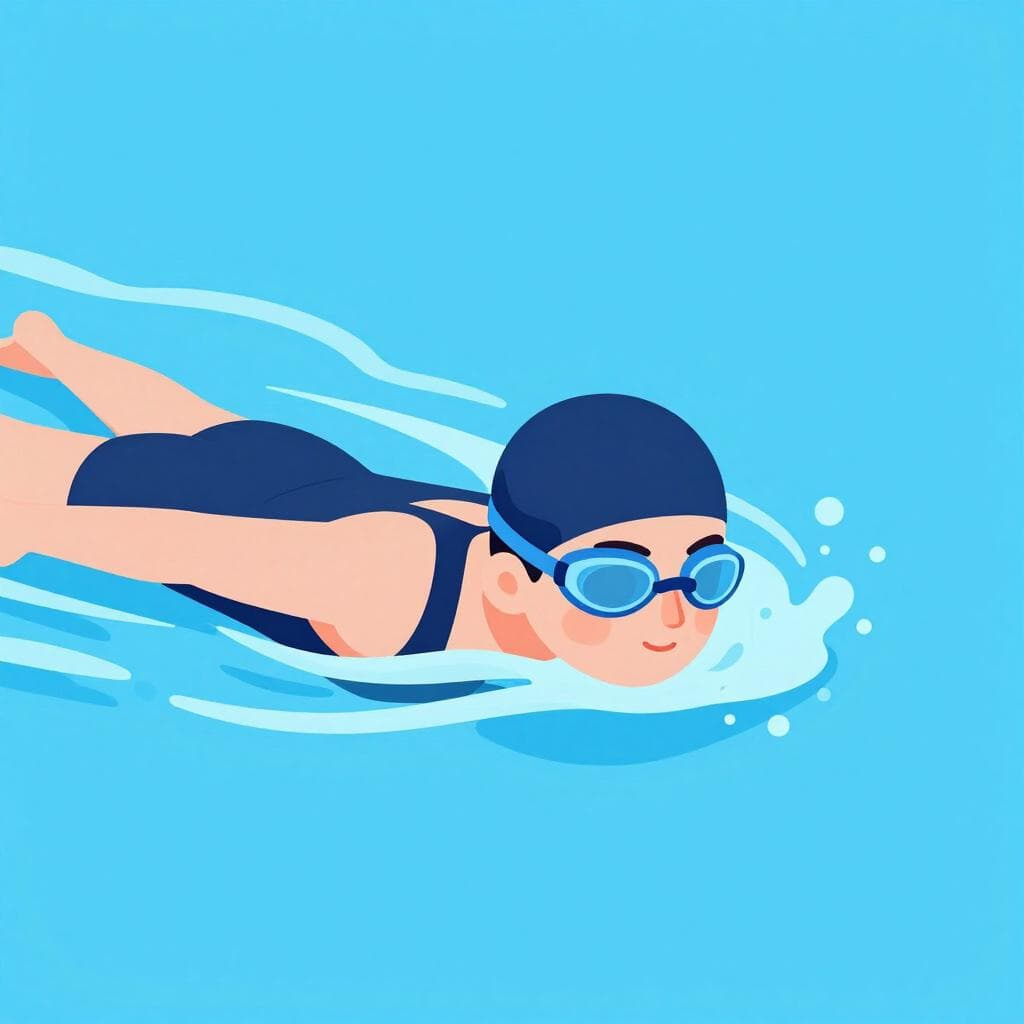 Une personne nageant dans une piscine d'eau bleue claire en utilisant la nage libre.