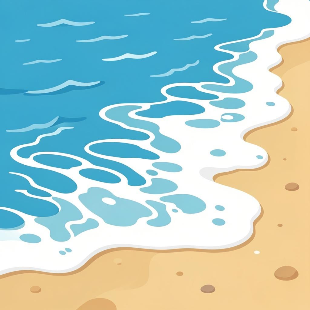 Foamy ocean water receding back from a sandy beach into the sea.