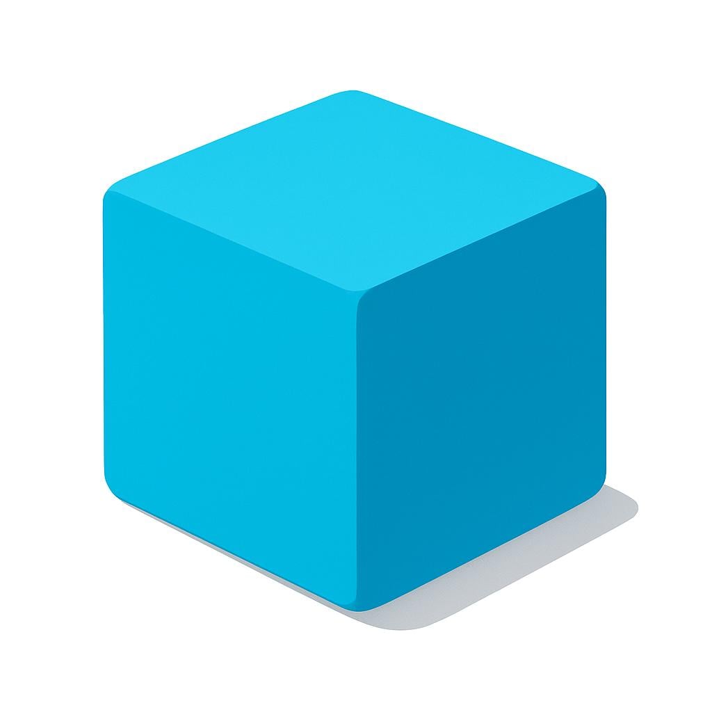 A simple storybook illustration depicting a large, solid block of uniform blue color, representing the color itself.