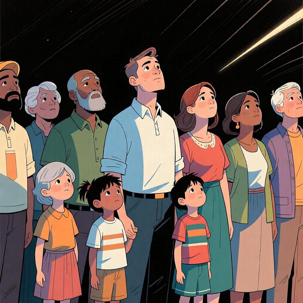 A diverse group of people representing humanity, a broader meaning of 'hombre'.