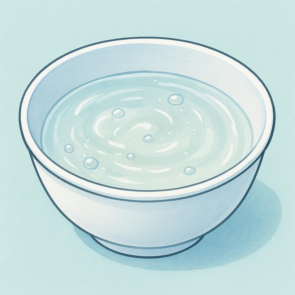 A white ceramic mixing bowl filled with glossy, translucent egg whites ready for baking.