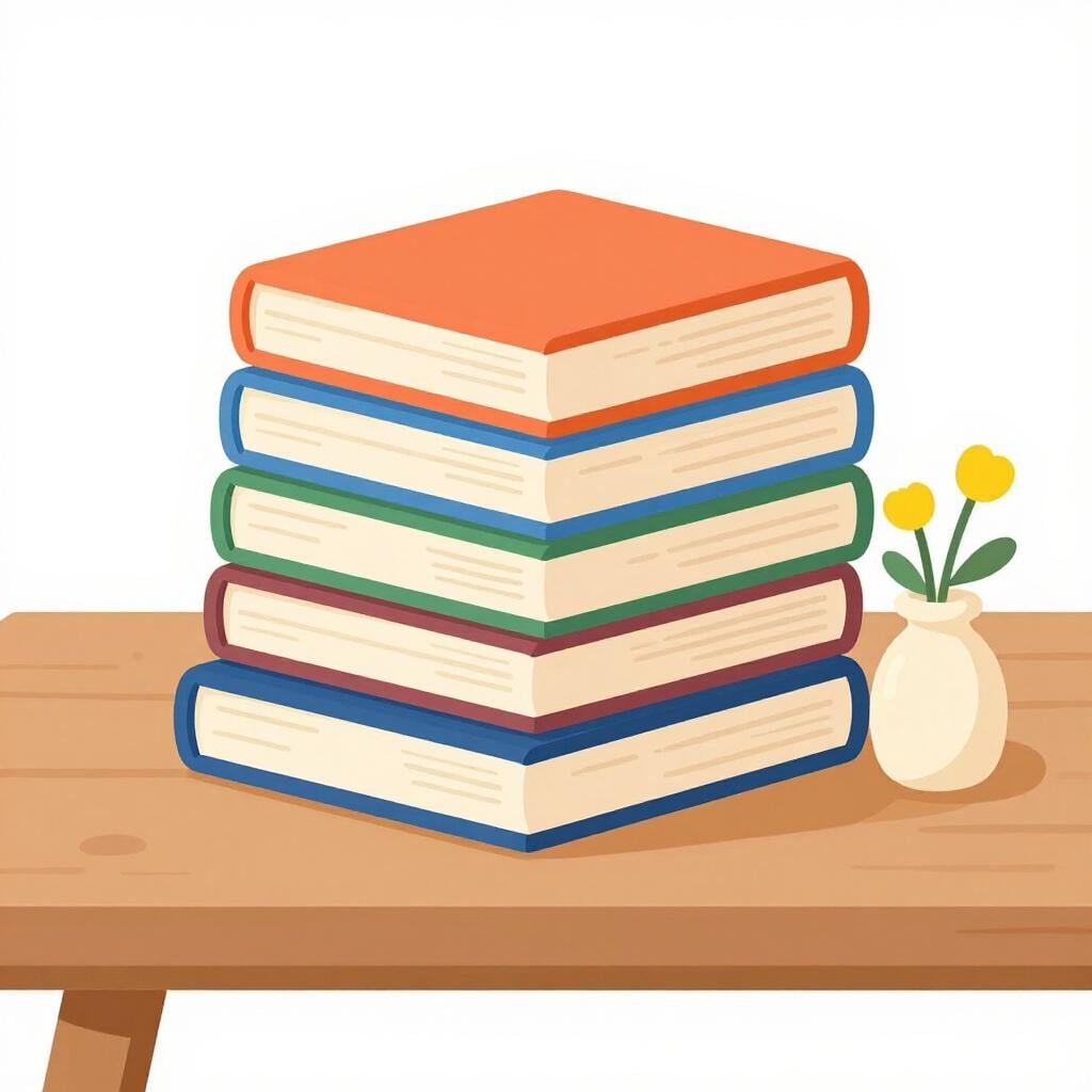 Una pila di libri colorati con un paesaggio mediterraneo sulle copertine, a simboleggiare la letteratura di una regione.