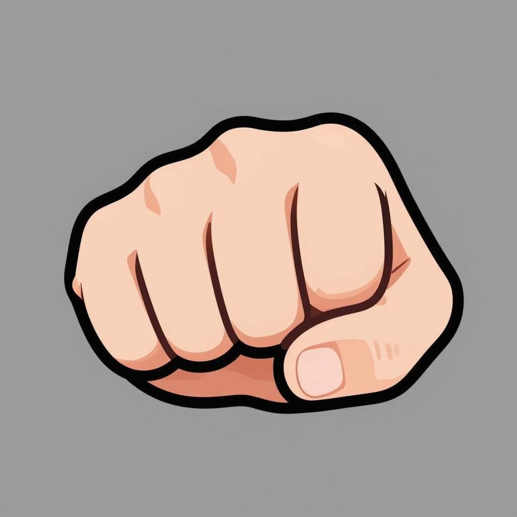 A clenched fist shown from the side in a punching motion.