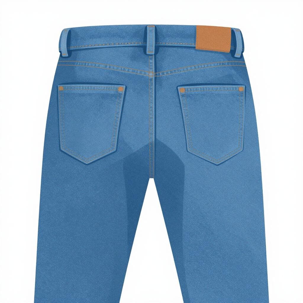 Une illustration simple montrant l'arrière d'une paire de jeans en denim bleu.