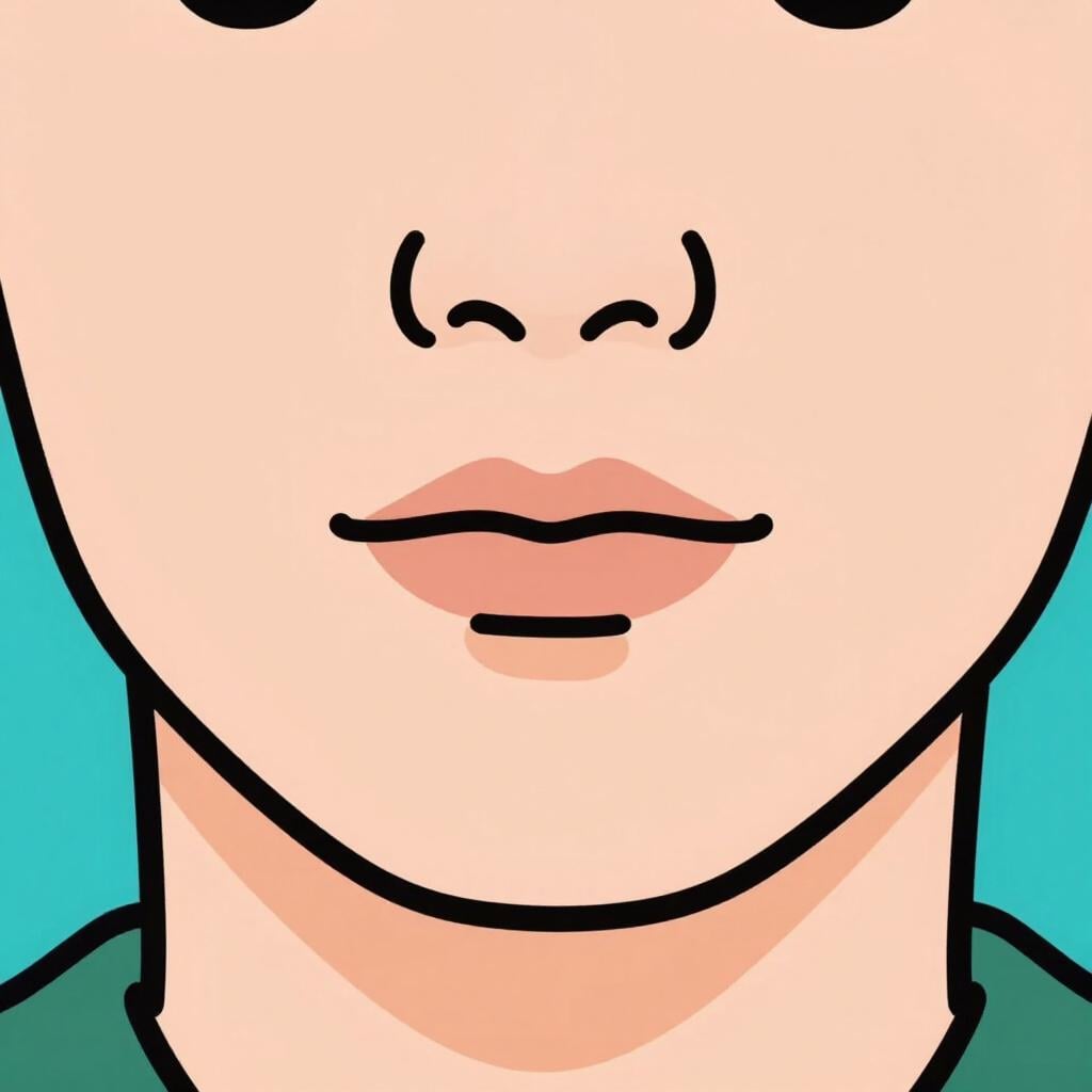 Une illustration en gros plan du bas du visage d'une personne, se concentrant sur la zone du menton.