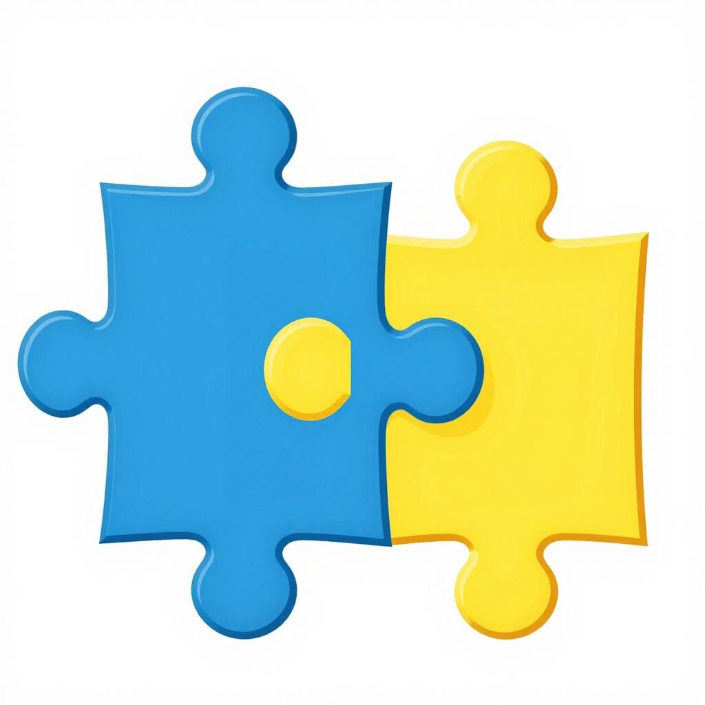 Deux pièces de puzzle colorées s'emboîtant pour montrer une connexion.