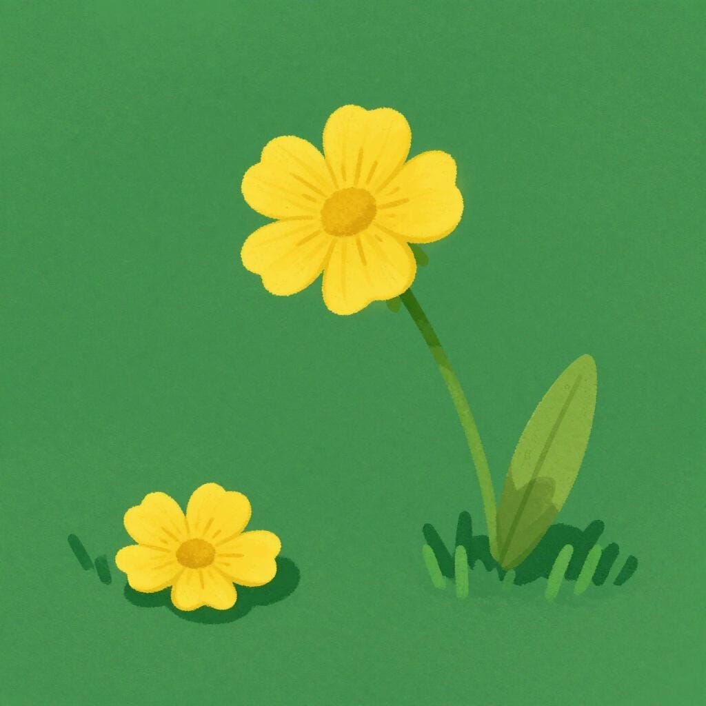 A thin, wilted flower drooping towards the ground.