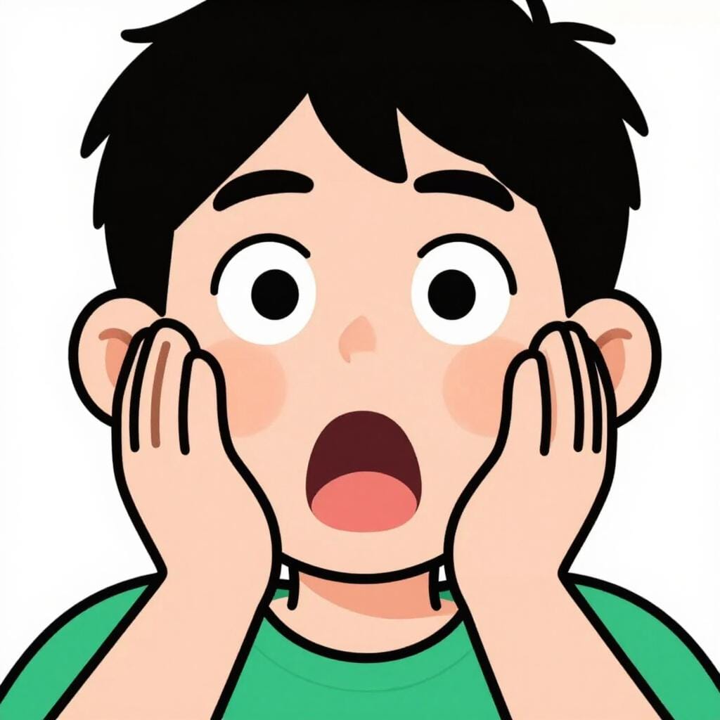 Een persoon met een verbaasde en gefrustreerde uitdrukking, die de handen voor het gezicht houdt.