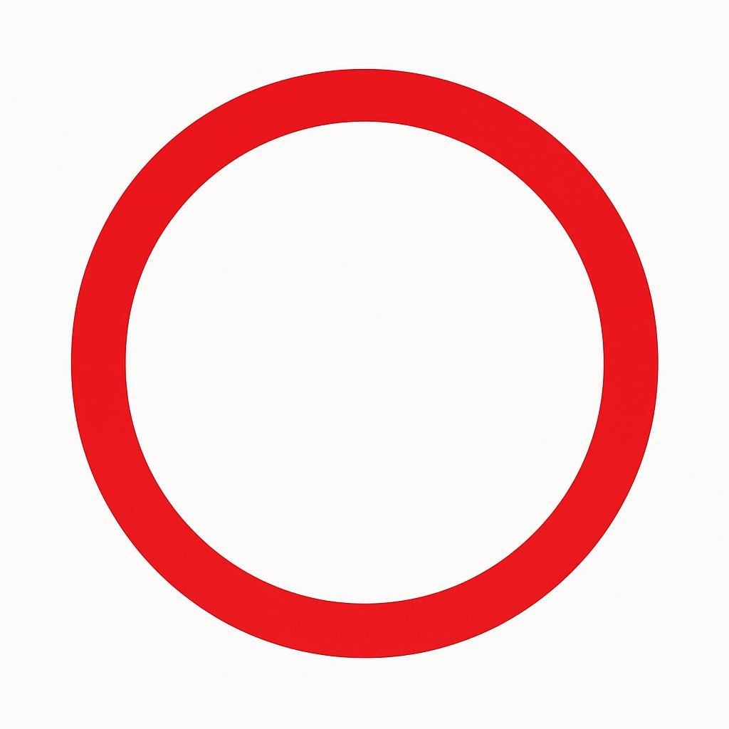 A bold, thick red line forming a perfect geometric circle on a white background.