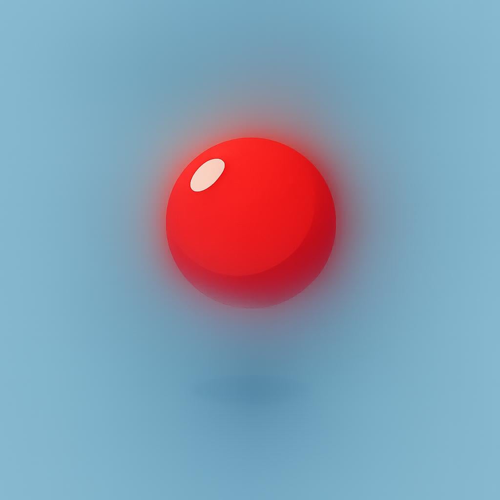 A small, colorful red ball floating against a solid blue background. The bottom portion of the ball is gradually becoming transparent and fading away, illustrating the concept of disappearing.