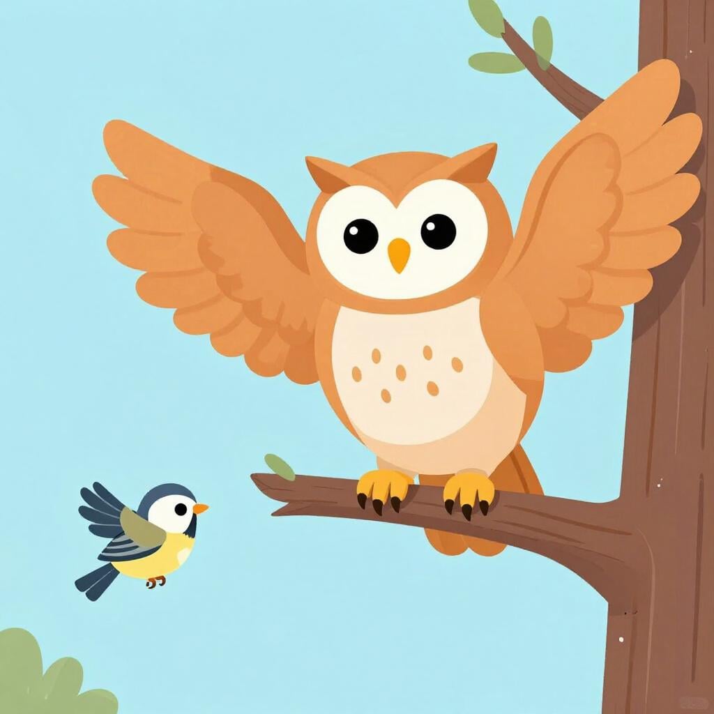 A large bird landing on a branch, causing a smaller bird to fly away.