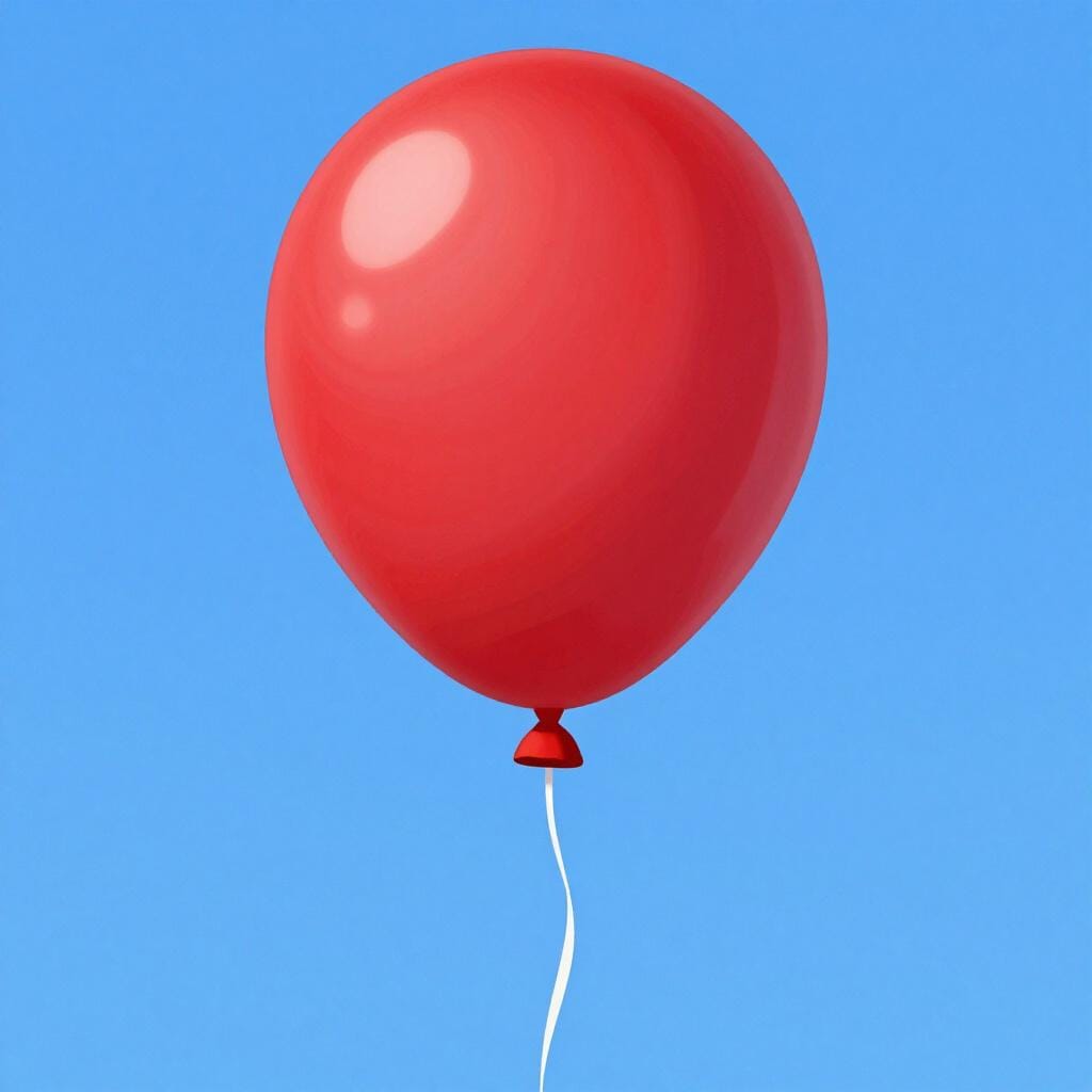 Un palloncino colorato che si gonfia e diventa più grande.