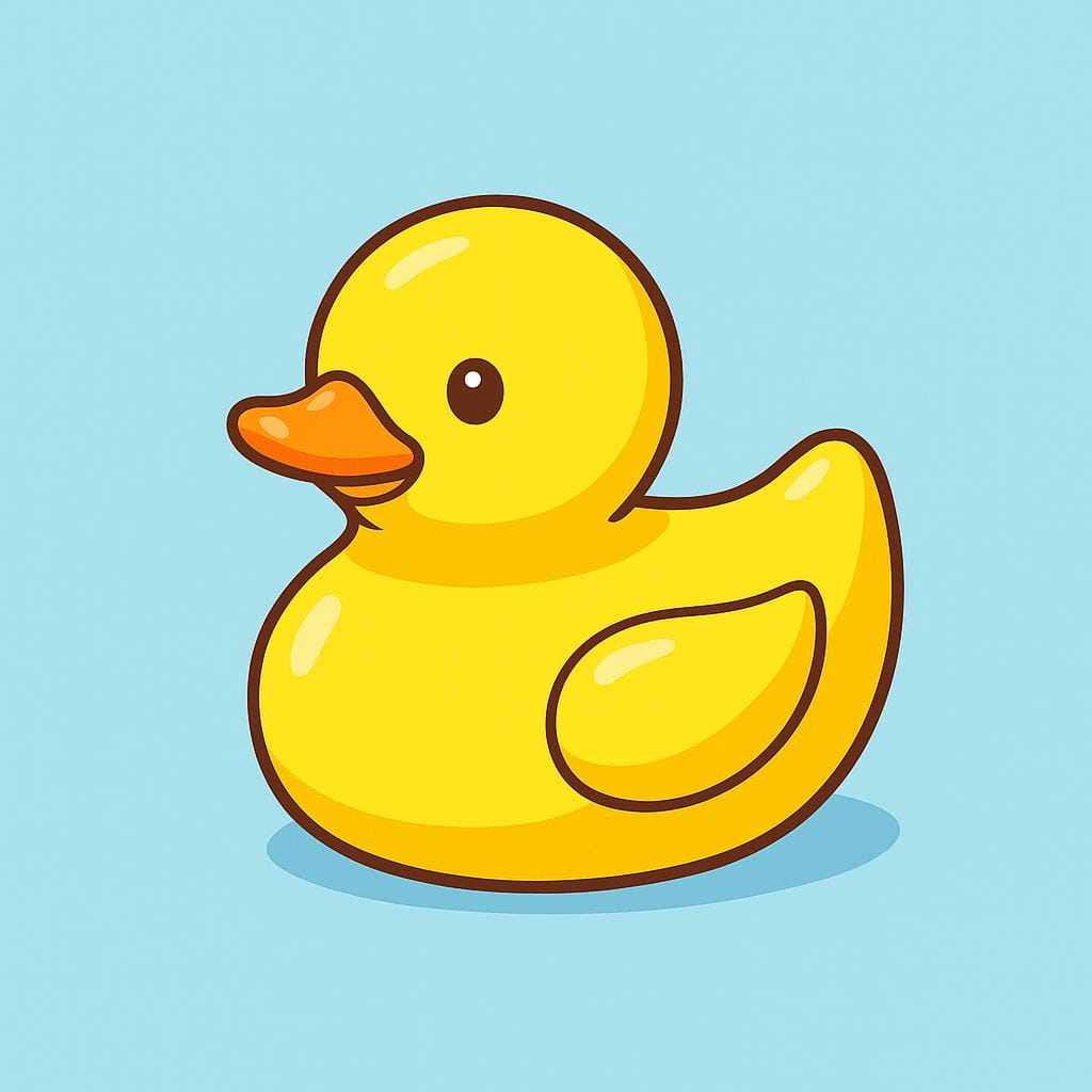 Un canard en plastique jaune vif avec un design simple et lisse.