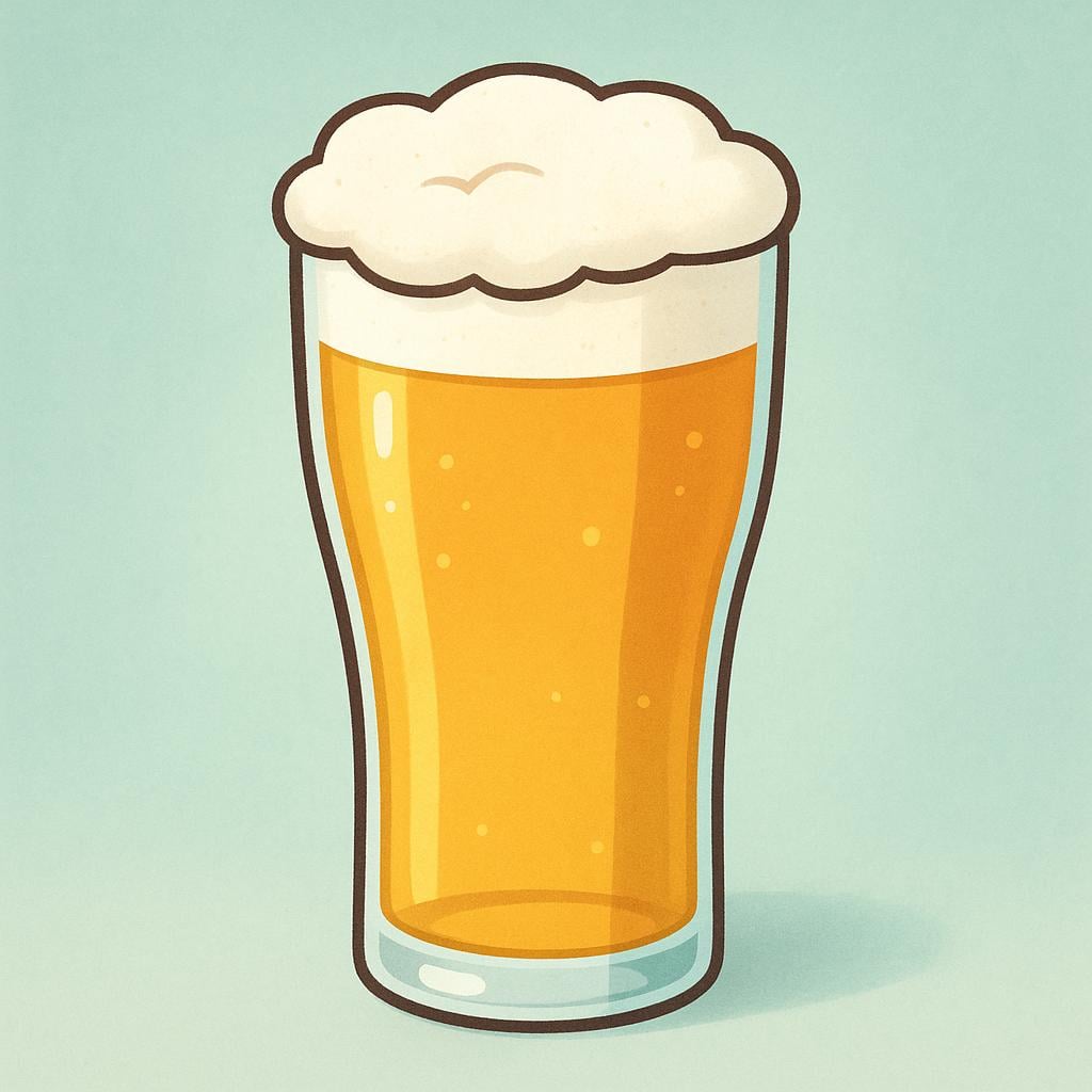 A tall pint glass filled with effervescent, golden-yellow beer topped with white foam.