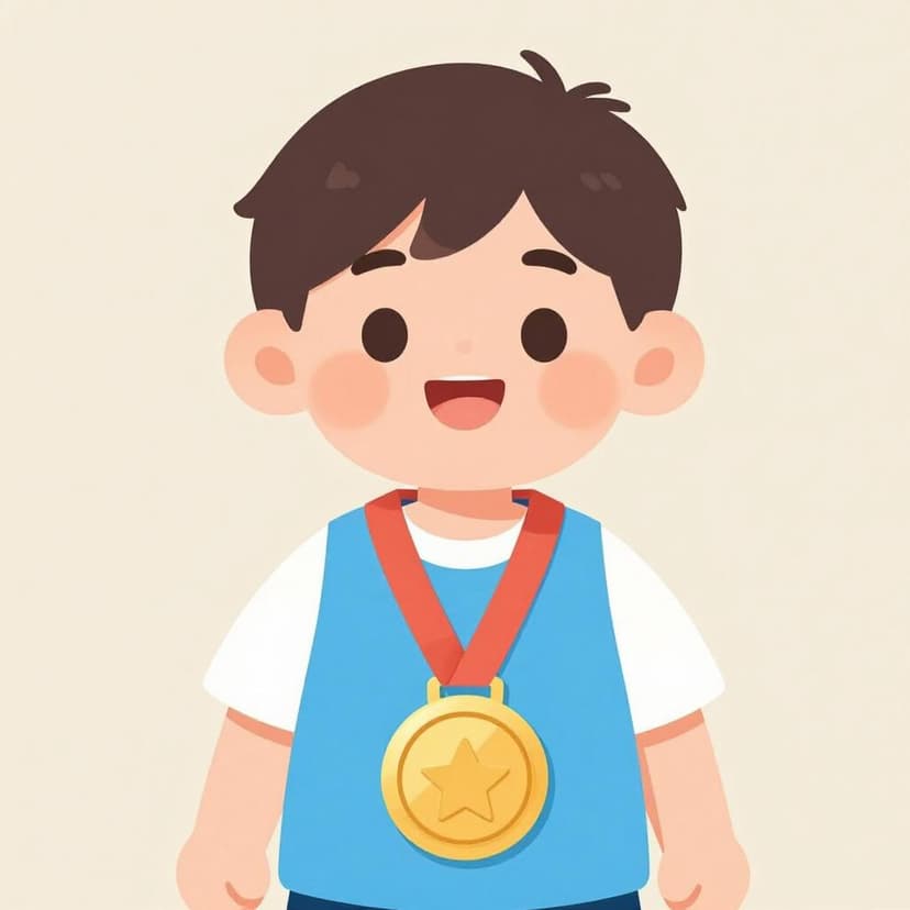 A smiling student receiving a gold medal for their hard work.