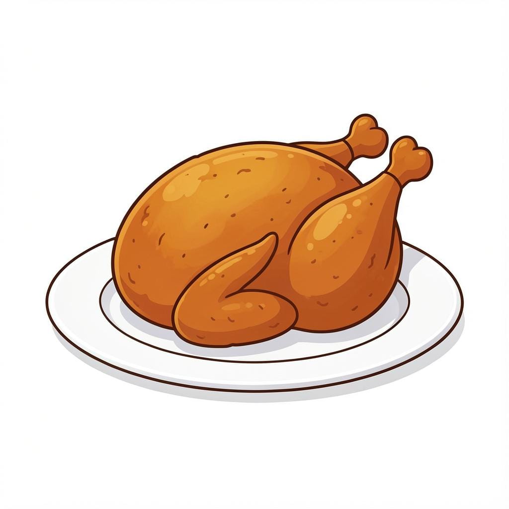 A roasted whole chicken served on a large white platter.