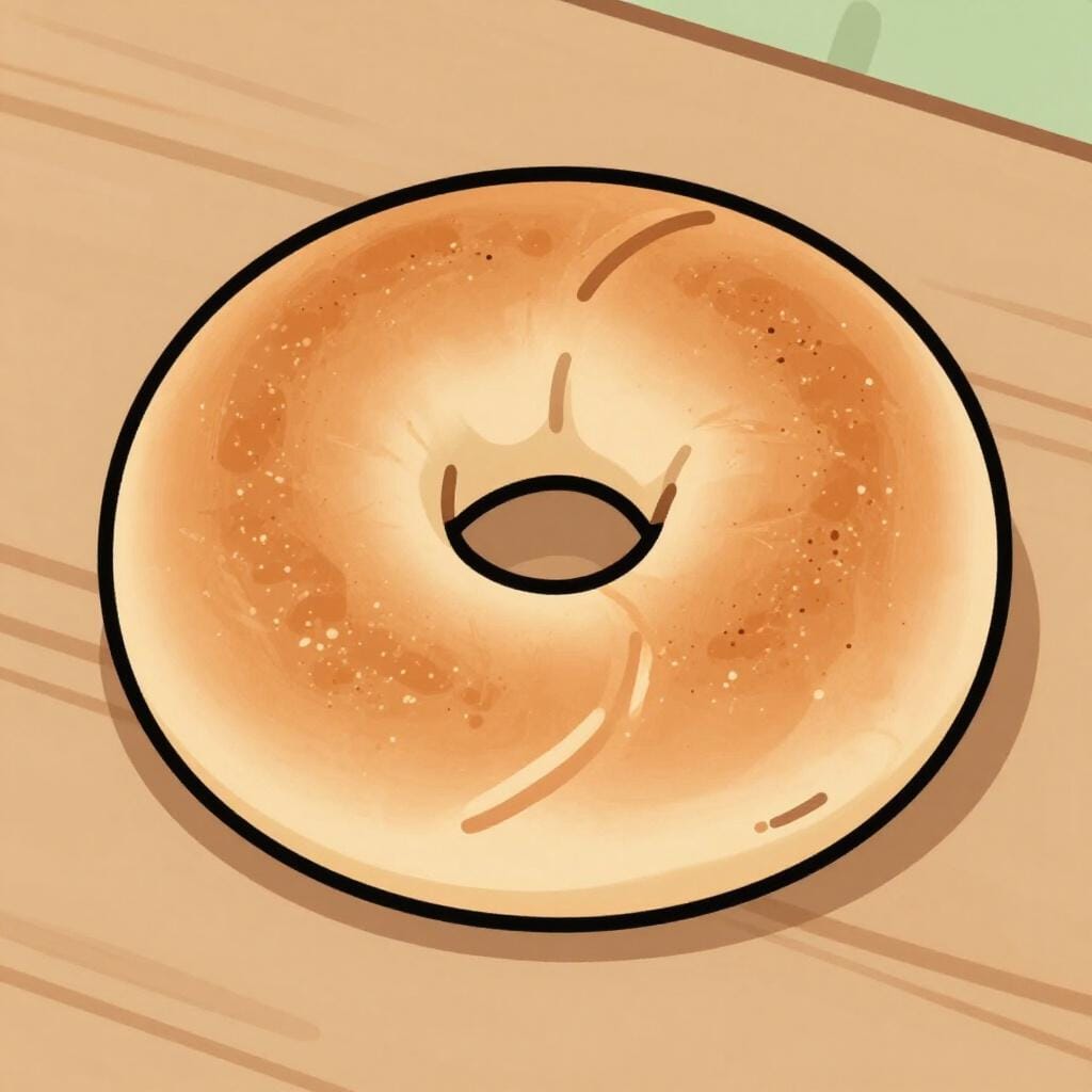 Un bagel grillé avec une surface dorée.