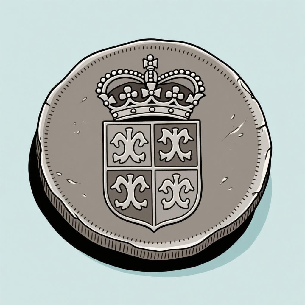 A single, large, thick, antique silver coin with a historic crest design, representing the old Spanish duro currency.