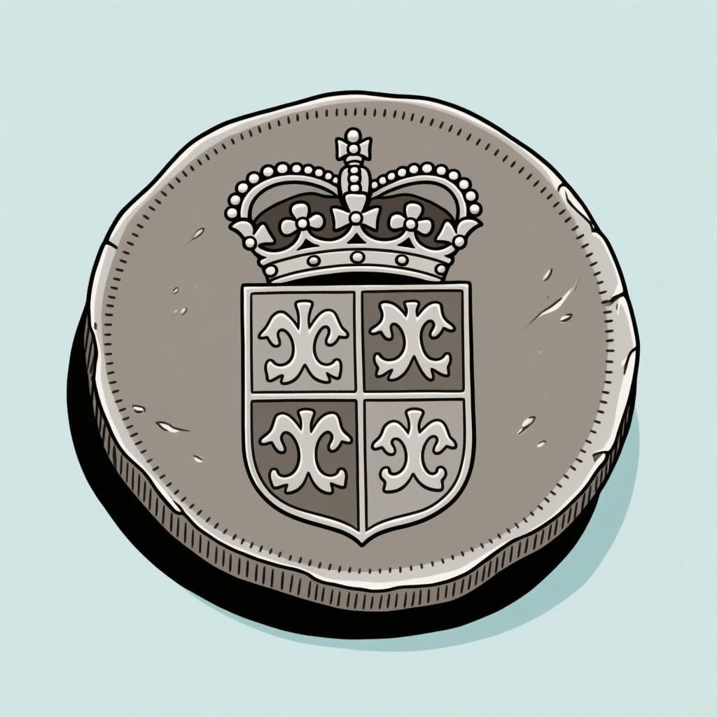 A single, large, thick, antique silver coin with a historic crest design, representing the old Spanish duro currency.