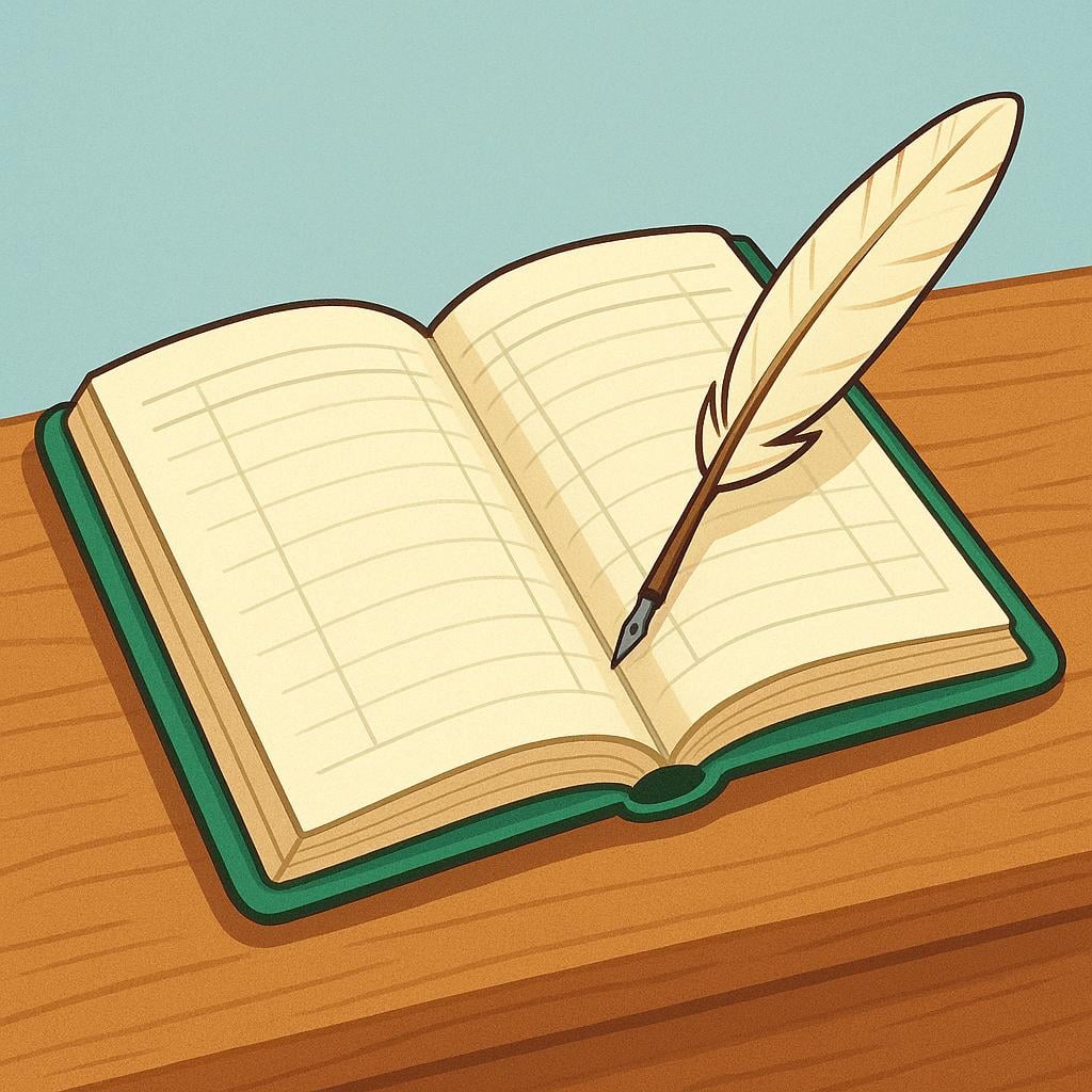 A simplified illustration of a small, open ledger book with a pen resting on it, symbolizing financial accounts.