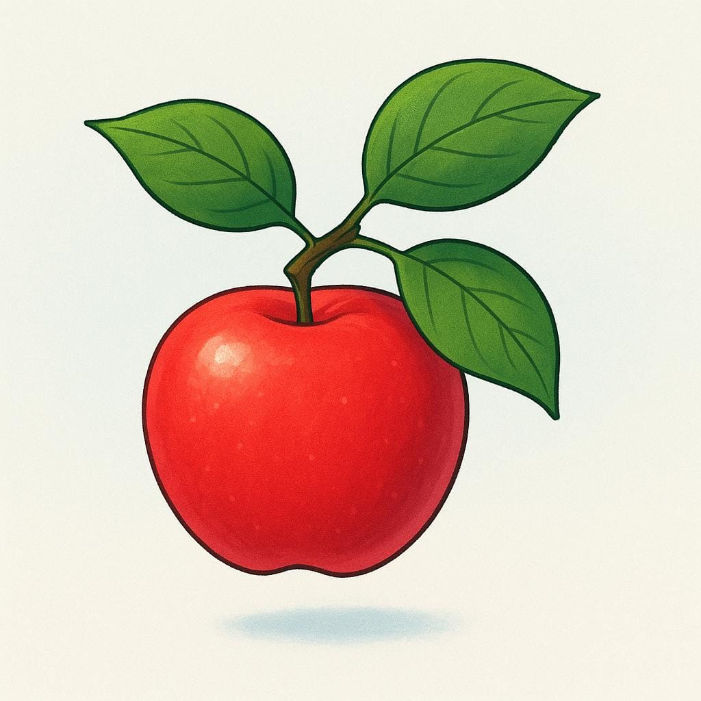 A single, perfectly formed, ripe red apple hanging from a green branch, symbolizing the successful result or outcome of a process.