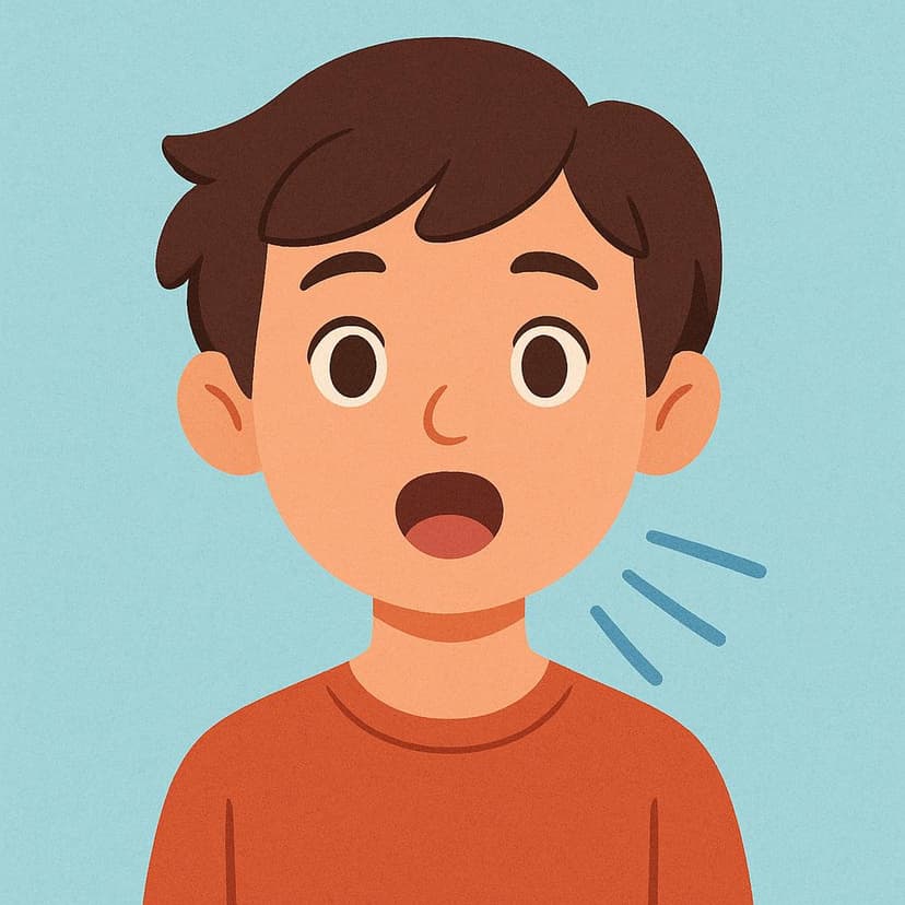 A close-up illustration of a person speaking, with small curved lines emanating from their mouth to symbolize sound or speech being uttered.