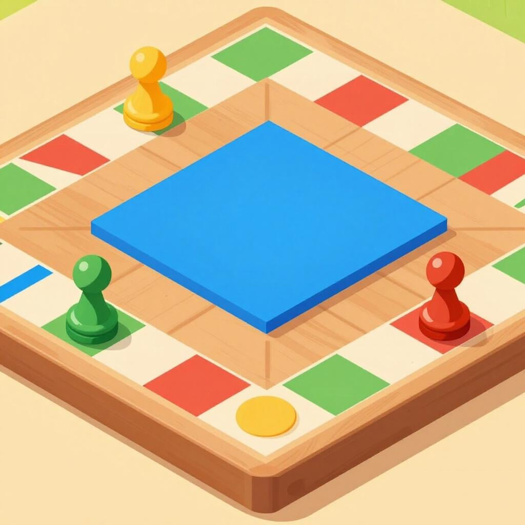 Une seule case colorée mise en évidence sur un plateau de jeu en bois.