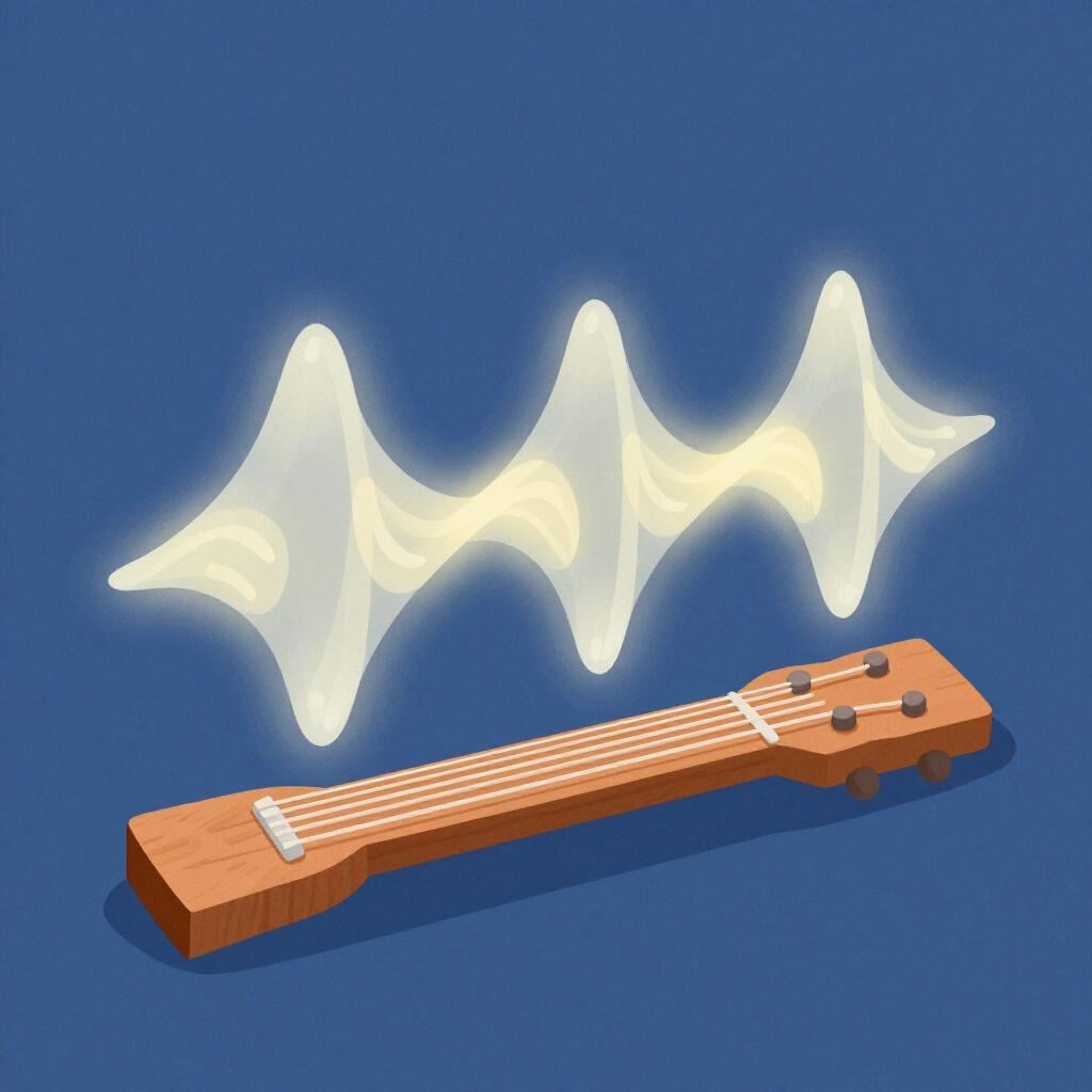 Une seule corde de guitare vibrant avec des ondulations lumineuses au-dessus d'elle.