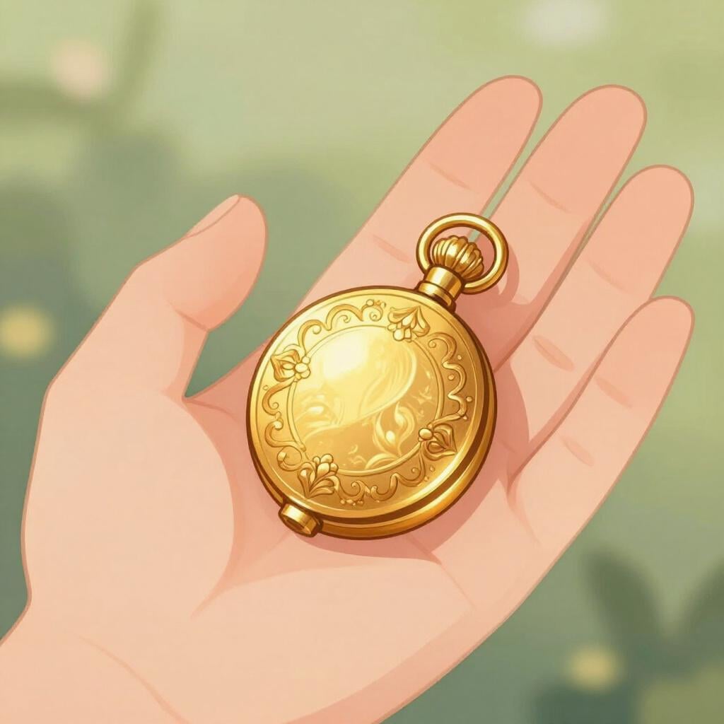 Un prezioso medaglione d'oro antico e ornato tenuto delicatamente da una mano, a simboleggiare un tesoro di famiglia.