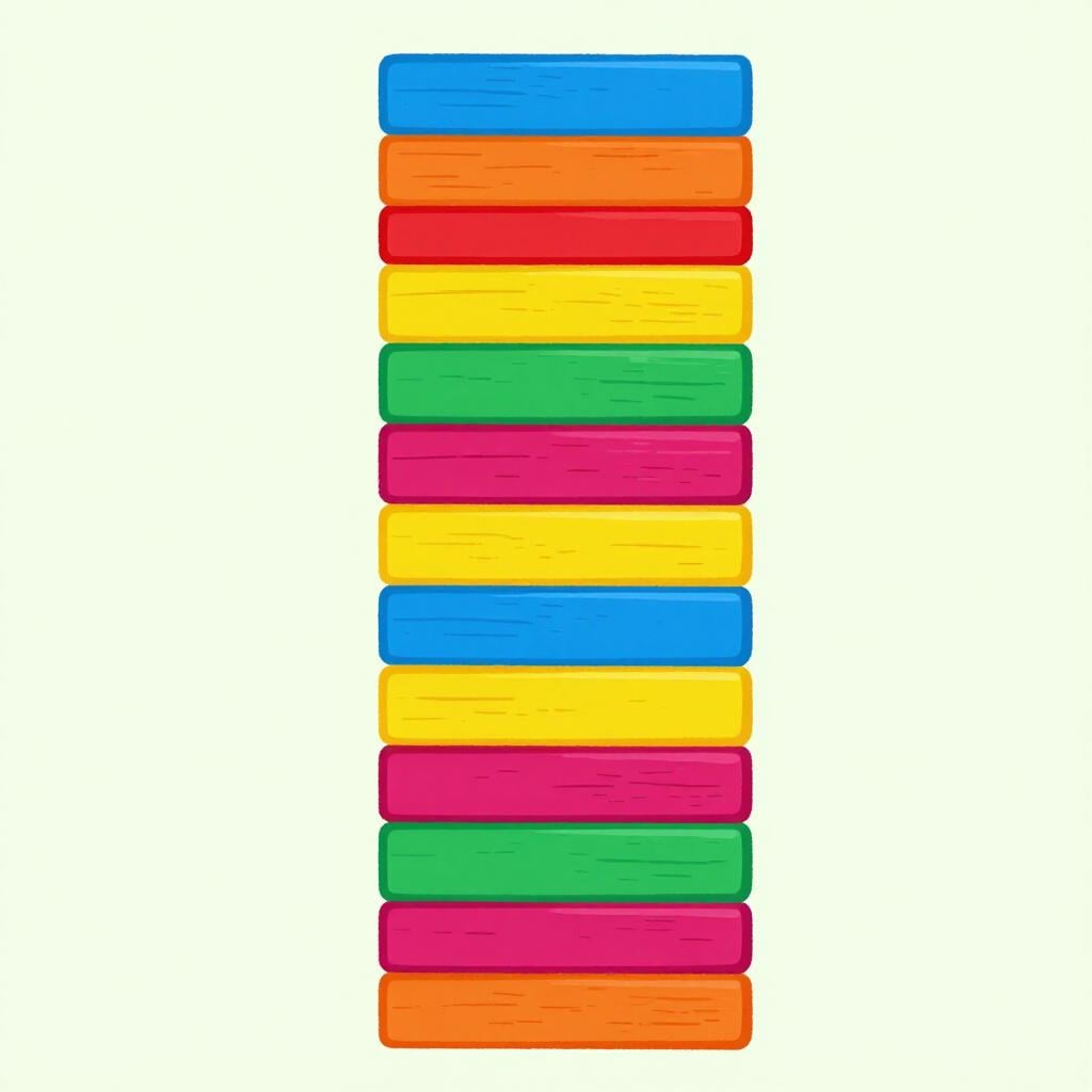 A neat stack of rectangular blocks perfectly aligned on both the left and right sides.