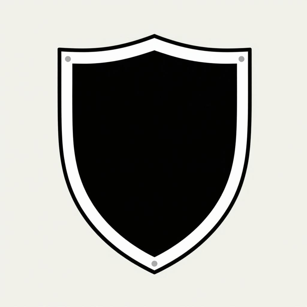 A simple heraldic shield colored entirely in solid black.