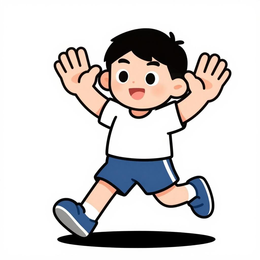 A cartoon runner is shown abruptly stopping their movement, planting one foot firmly on the ground and holding their hands up in a clear halting gesture.