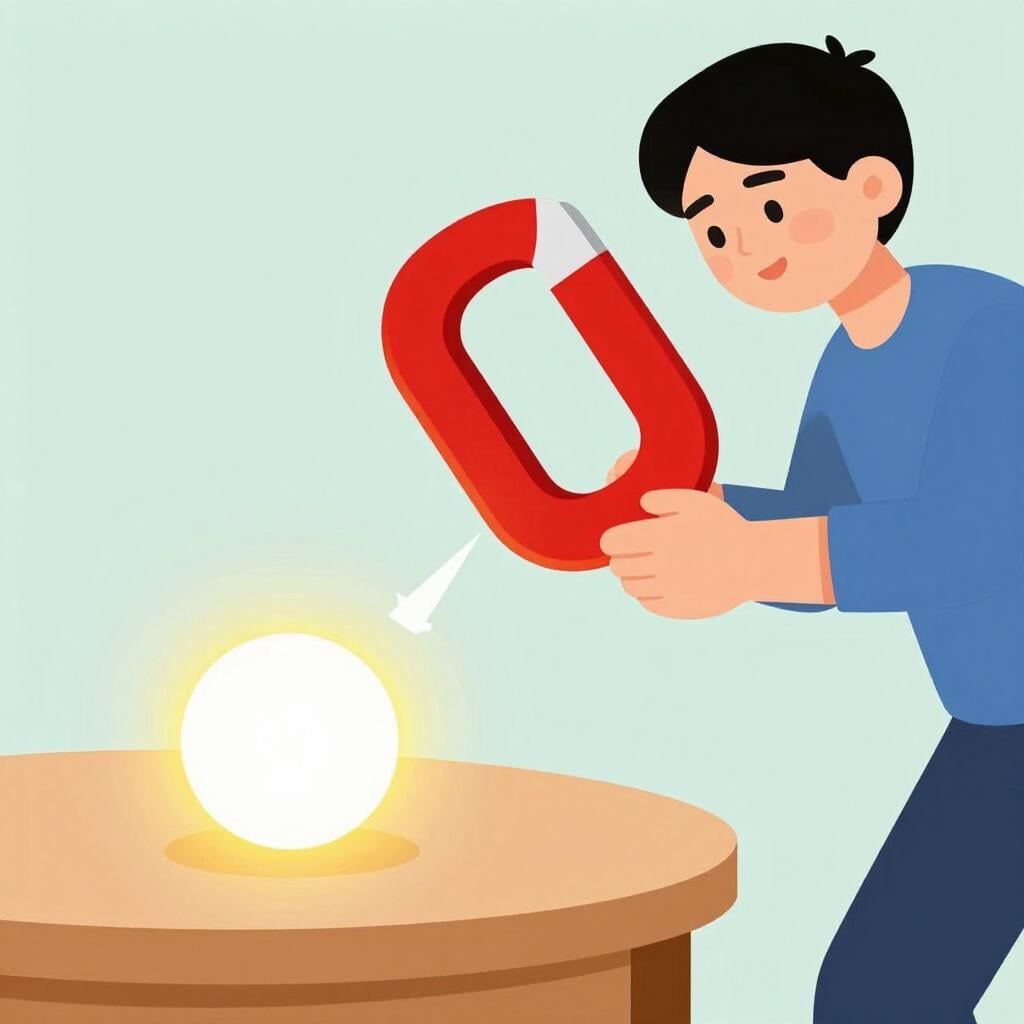 A colorful storybook illustration of a person holding a magnet that is being pulled toward a specific object, representing a strong dependency.