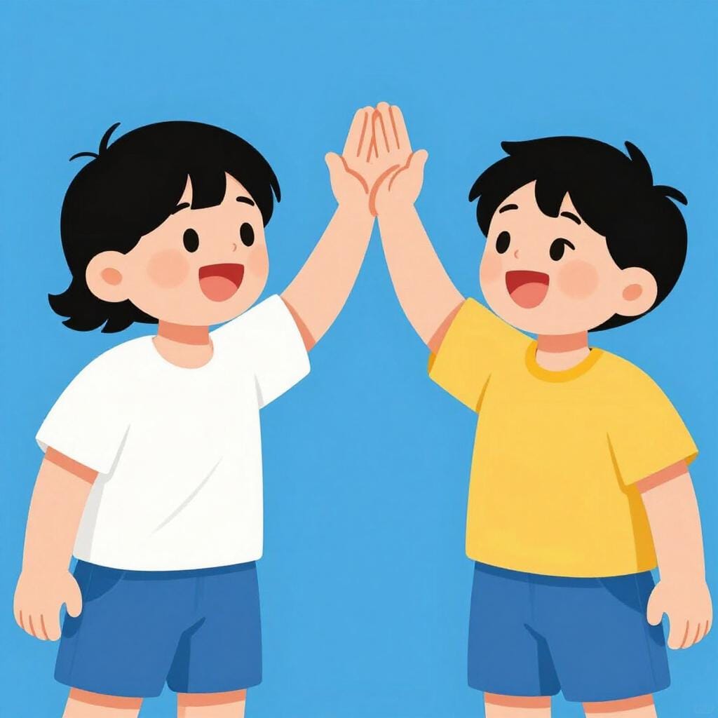 Två personer som ger varandra en high-five i total enighet.