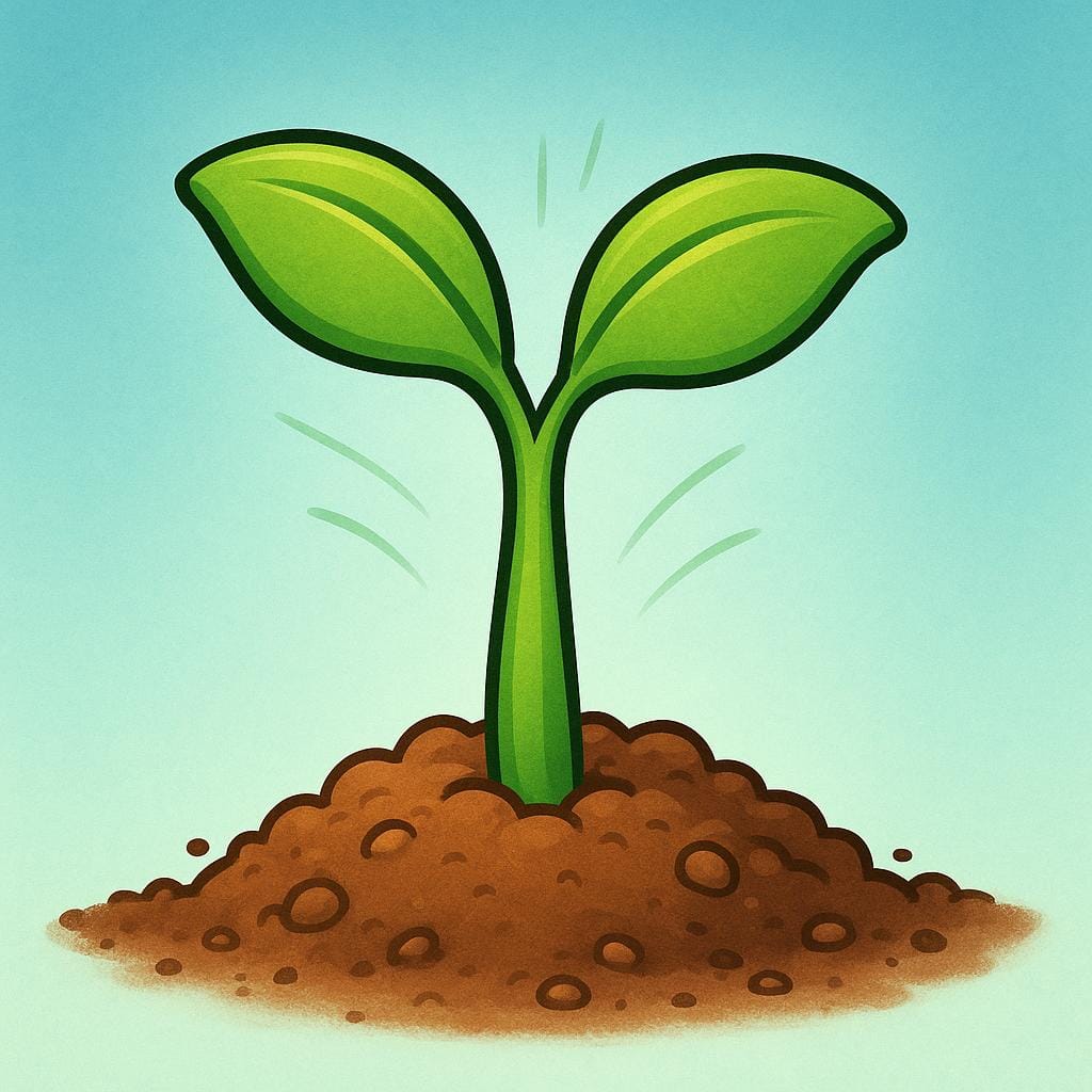 A vibrant green seedling dramatically growing taller and thicker out of brown soil, illustrating general growth and increase.