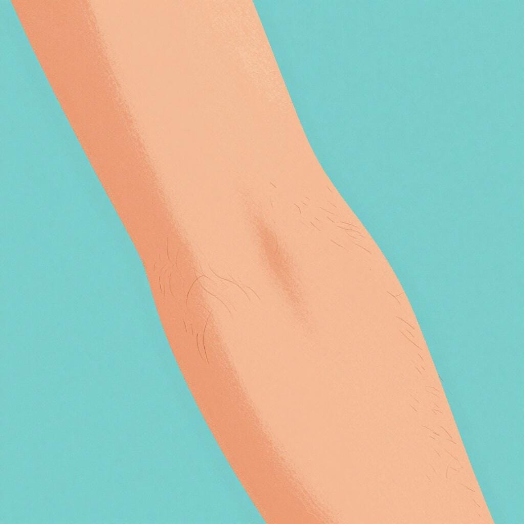 A close-up illustration of a person's forearm showing soft, fine hairs.