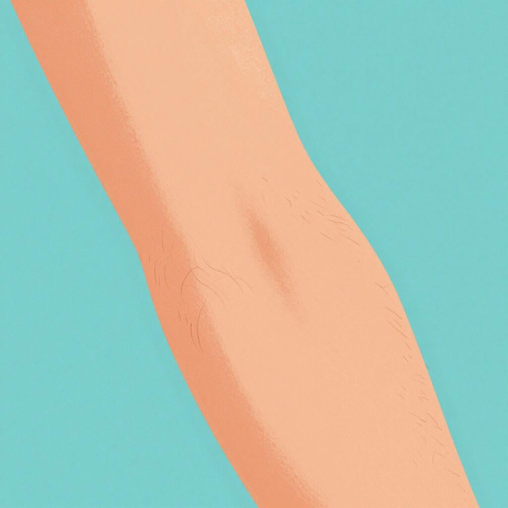 A close-up illustration of a person's forearm showing soft, fine hairs.