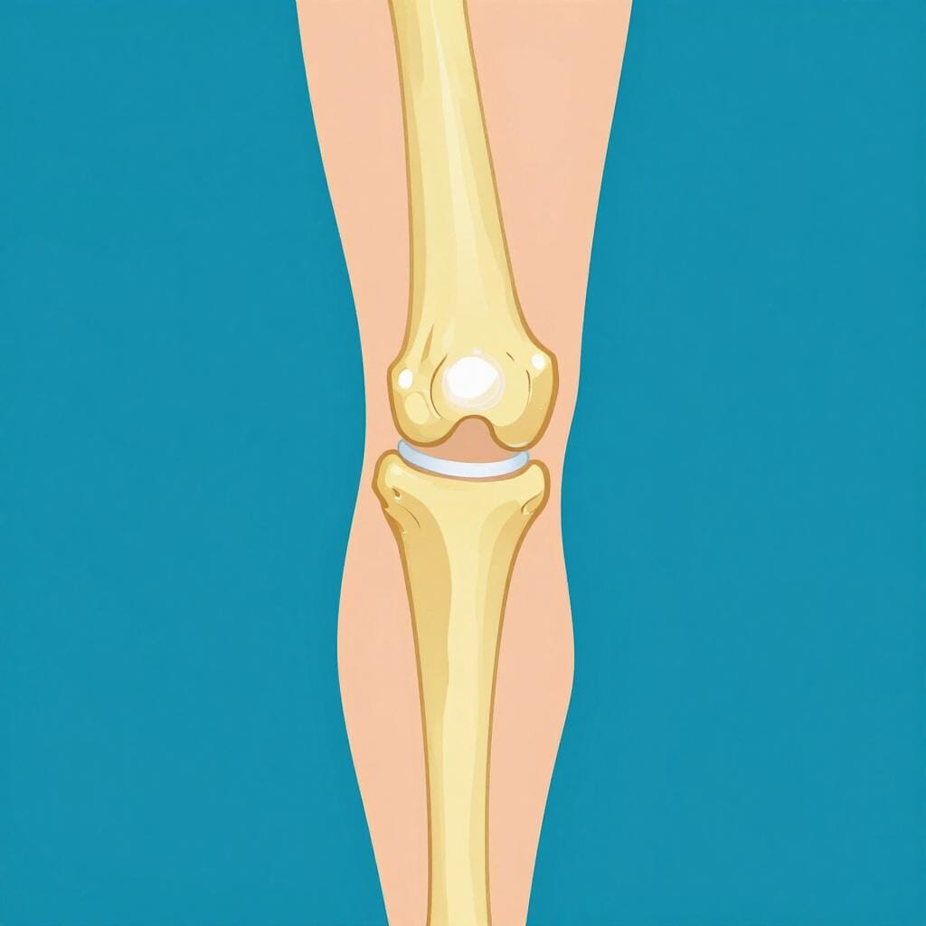 A close-up illustration of a human knee joint showing where two bones meet.