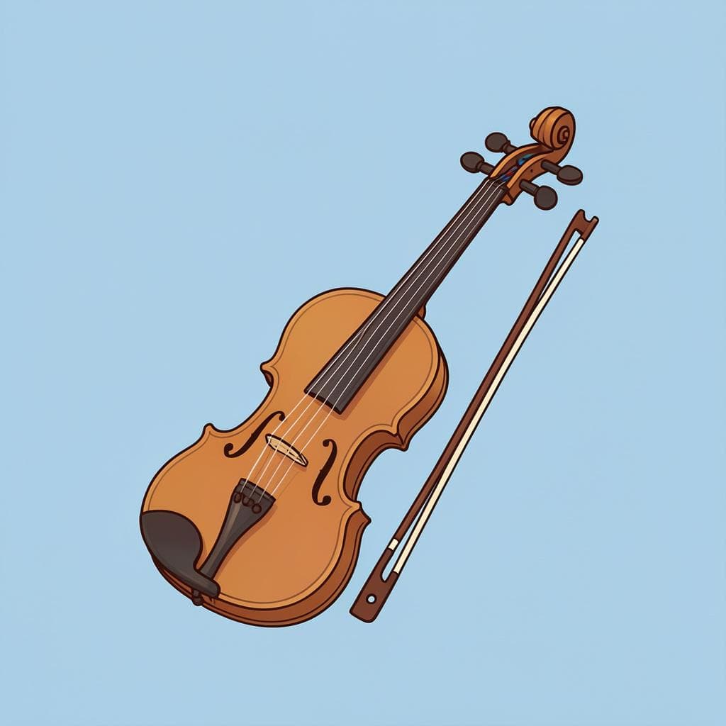 Un violon classique en bois avec un archet posé contre lui.