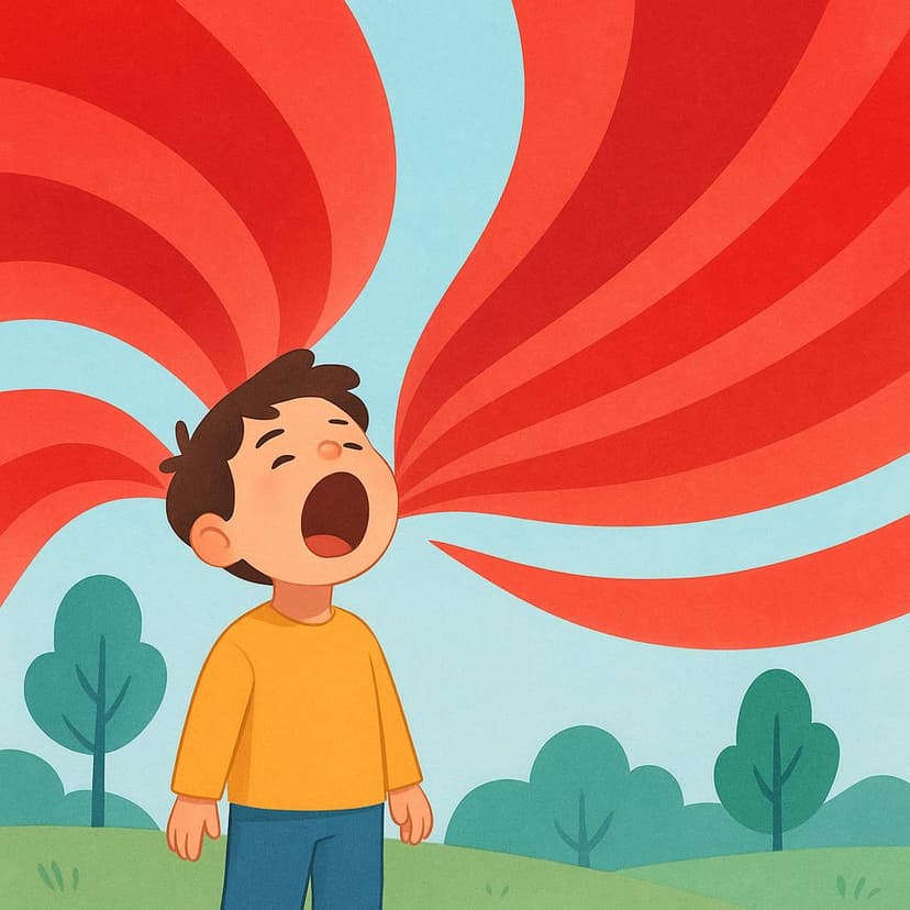 Une seule silhouette debout sur un fond simple, criant intensément la bouche grande ouverte, soulignant l'action forcée de crier.